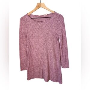 Soft Surroundings Knit Tunic Lightweight Lilac Ribbed Knit Asymmetrical Hem XS